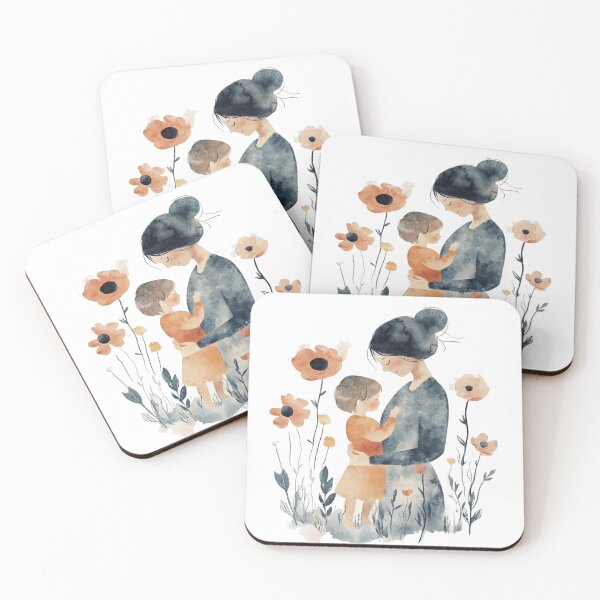 Item preview, Gentle Mother and Child Poppy Garden Watercolor Art designed and sold by KLSRAJ.