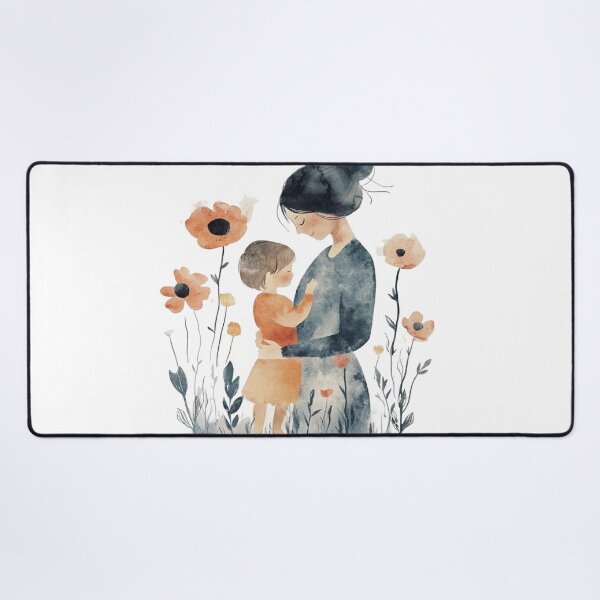 Item preview, Gentle Mother and Child Poppy Garden Watercolor Art designed and sold by KLSRAJ.