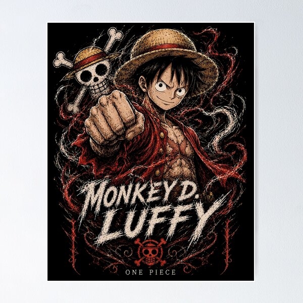 Item preview, Monkey D Luffy One Piece Straw Hat Pirate Art designed and sold by SirLivy.