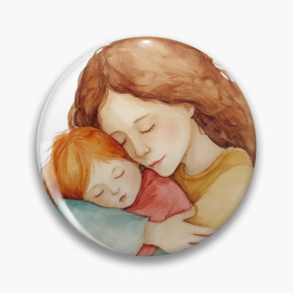 Item preview, Mother Holding Sleeping Child Tender Embrace Watercolor designed and sold by KLSRAJ.