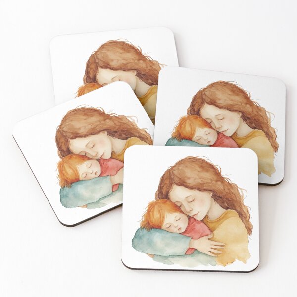 Item preview, Mother Holding Sleeping Child Tender Embrace Watercolor designed and sold by KLSRAJ.