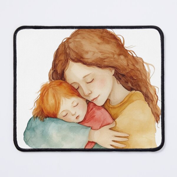 Item preview, Mother Holding Sleeping Child Tender Embrace Watercolor designed and sold by KLSRAJ.