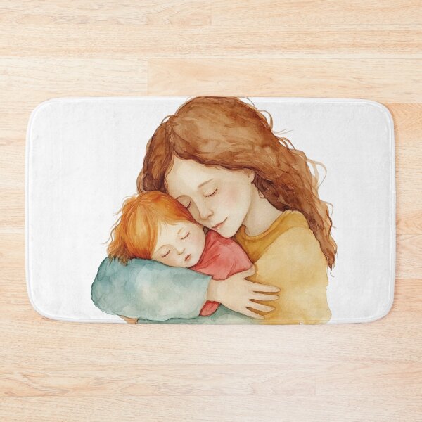 Item preview, Mother Holding Sleeping Child Tender Embrace Watercolor designed and sold by KLSRAJ.