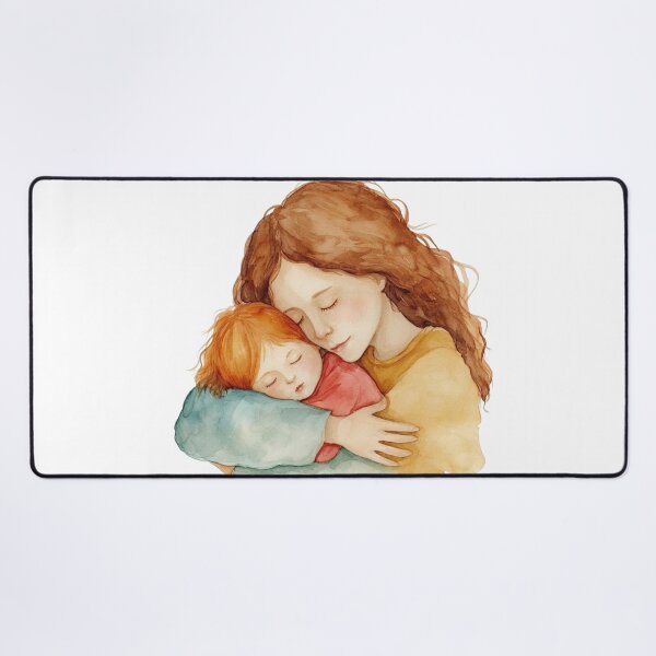 Item preview, Mother Holding Sleeping Child Tender Embrace Watercolor designed and sold by KLSRAJ.