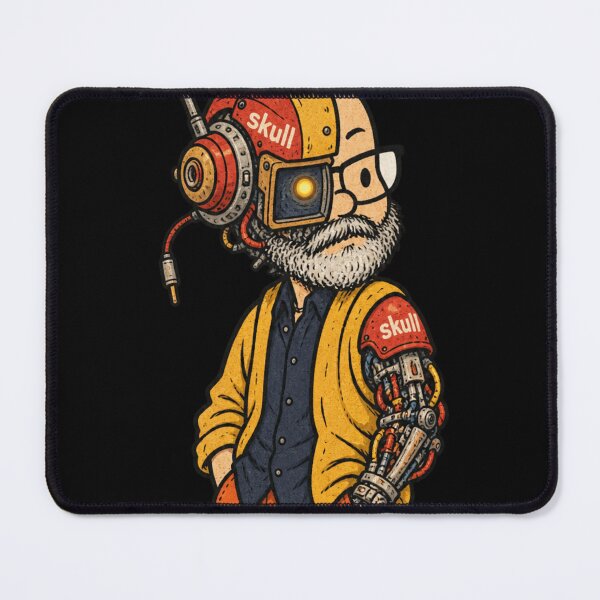 Item preview, Bald Beard Skull Helmet Cyborg - BRTHRCNK Retro Cyberpunk Streetwear Art designed and sold by BRTHRCNK01.