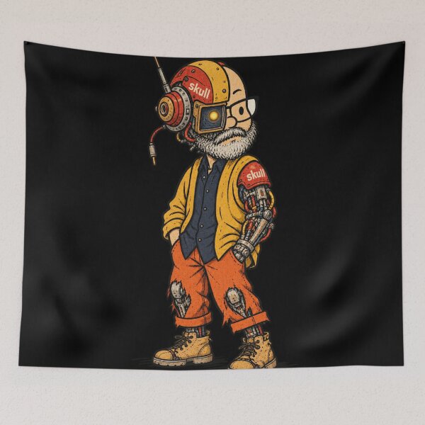 Item preview, Bald Beard Skull Helmet Cyborg - BRTHRCNK Retro Cyberpunk Streetwear Art designed and sold by BRTHRCNK01.