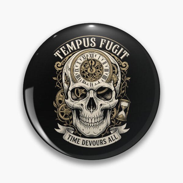 Item preview, Tempus Fugit Skull Clock - Vintage Memento Mori Dark Academia Gift designed and sold by SplashTastic.