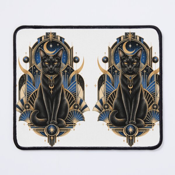Item preview, Mystical Black Cat Art Deco Vintage Gothic Celestial Design designed and sold by Master4art.