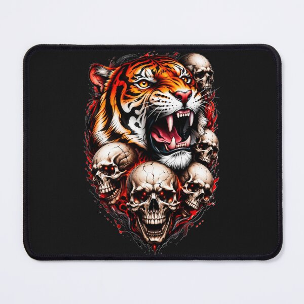 Item preview, Roaring Tiger and Skulls designed and sold by INKRebelGraphic.