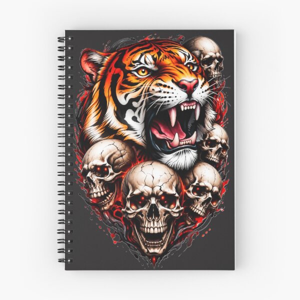 Item preview, Roaring Tiger and Skulls designed and sold by INKRebelGraphic.