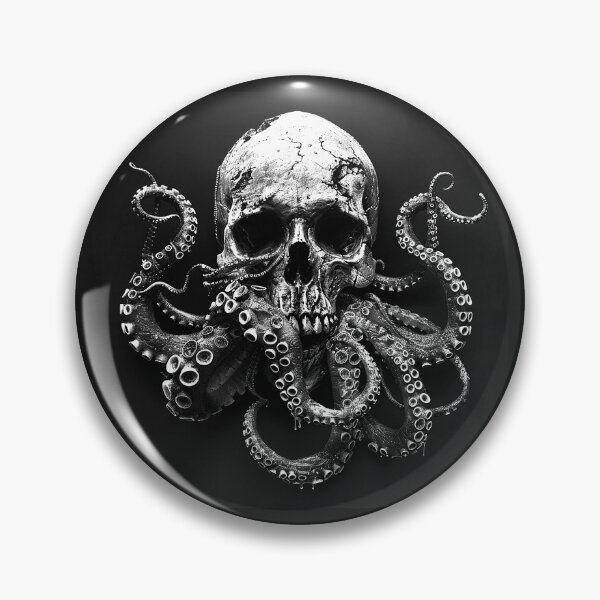 Item preview, Octopus Skull with Tentacles Black and White Gothic Kraken Horror Art Design designed and sold by inkoutninja.