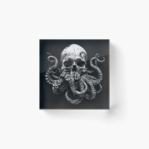 Item preview, Octopus Skull with Tentacles Black and White Gothic Kraken Horror Art Design designed and sold by inkoutninja.