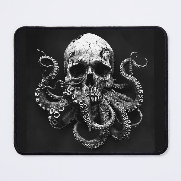 Item preview, Octopus Skull with Tentacles Black and White Gothic Kraken Horror Art Design designed and sold by inkoutninja.