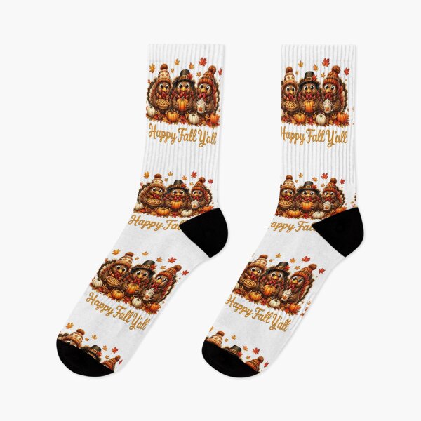 Item preview, Happy Fall Y'all Cute Thanksgiving Turkeys designed and sold by QuiteOrbit.