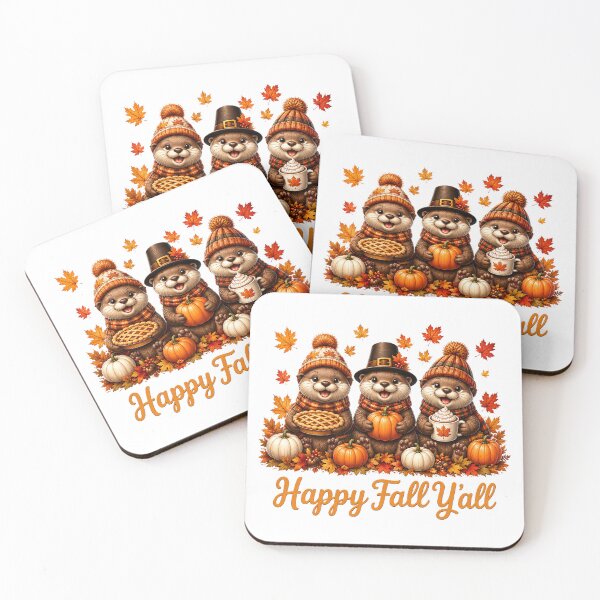 Item preview, Cute Thanksgiving Otters with Pumpkins and Pie designed and sold by QuiteOrbit.