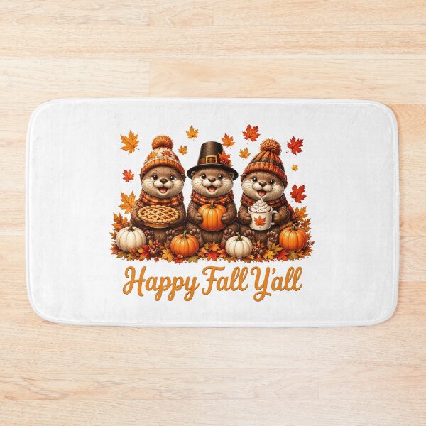 Item preview, Cute Thanksgiving Otters with Pumpkins and Pie designed and sold by QuiteOrbit.