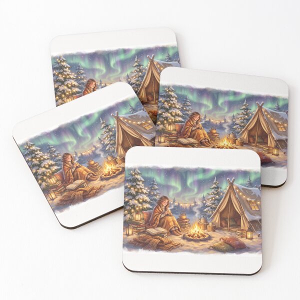 Item preview, Reading Beneath the Aurora | Cozy Winter Fantasy Book Art designed and sold by SebastianSpace.