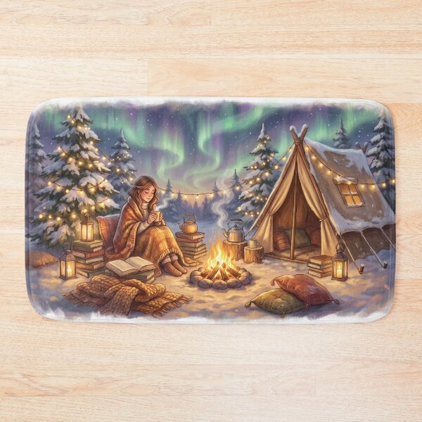 Item preview, Reading Beneath the Aurora | Cozy Winter Fantasy Book Art designed and sold by SebastianSpace.
