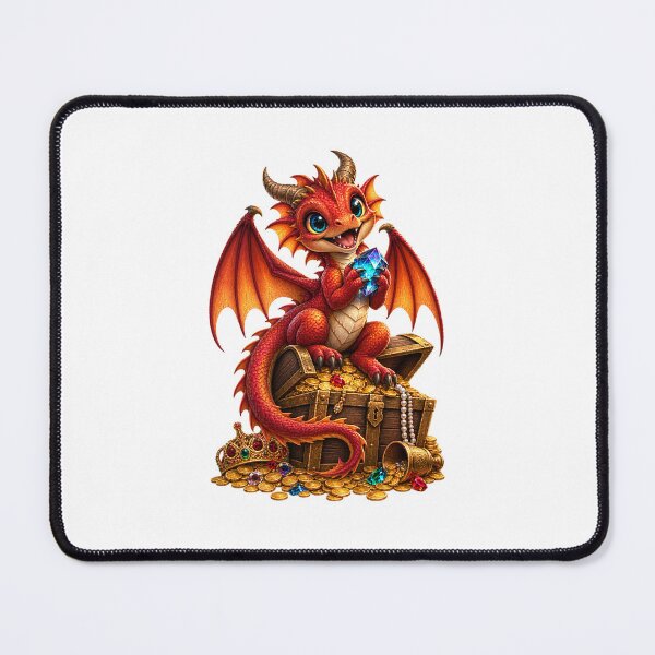 Item preview, Cute Baby Dragon with Treasure Chest and Gemstones designed and sold by Ray's Photos & Art.