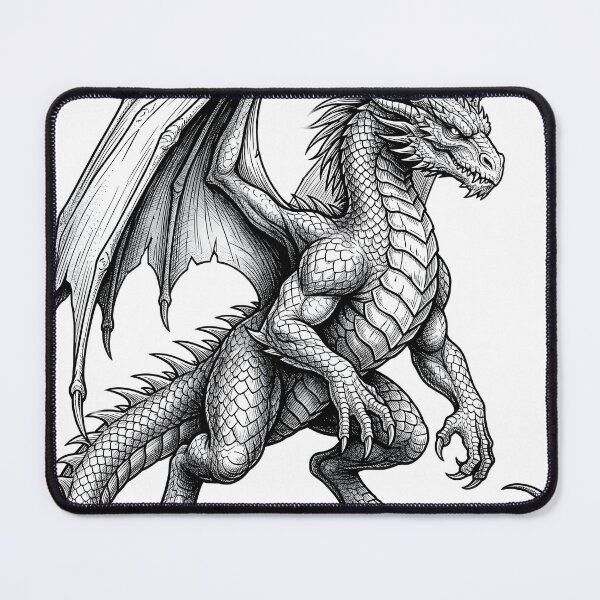 Item preview, Ancient Dragon Engraving – Medieval Winged Dragon Fantasy designed and sold by DragonSerpent Ink.