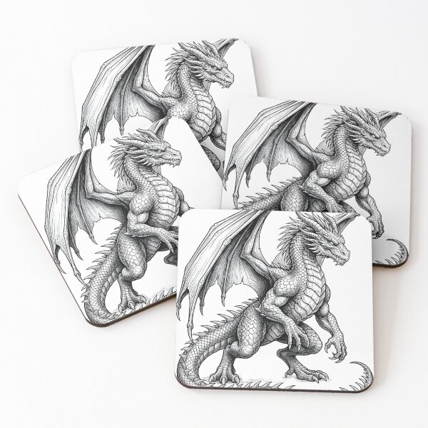 Item preview, Ancient Dragon Engraving – Medieval Winged Dragon Fantasy designed and sold by DragonSerpent Ink.