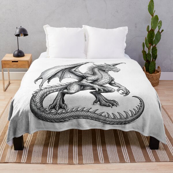 Item preview, Ancient Dragon Engraving – Medieval Winged Dragon Fantasy designed and sold by DragonSerpent Ink.