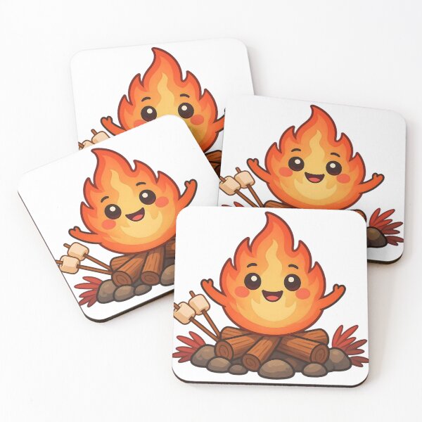 Item preview, Cute Kawaii Happy Campfire Toasting Marshmallows Sticker designed and sold by ChibiPCStudio.
