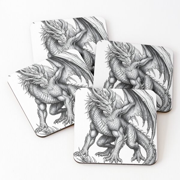 Artikelvorschau, Gehörnter antiker Drache – Detaillierte mittelalterliche Fantasy-Drachenillustration entworfen und verkauft von DragonSerpent Ink.