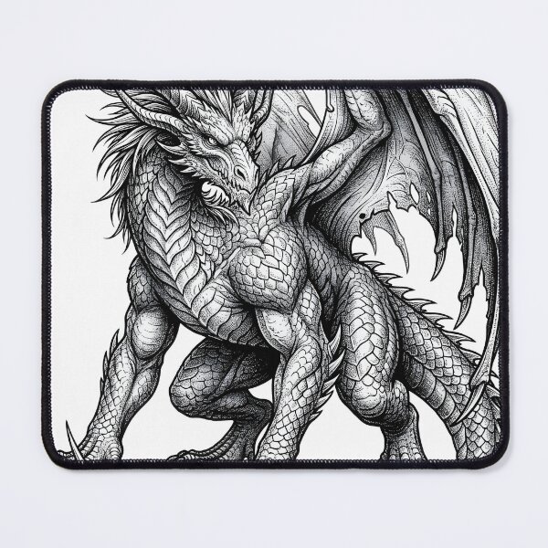 Item preview, Horned Ancient Dragon – Detailed Medieval Fantasy Dragon Illustration designed and sold by DragonSerpent Ink.