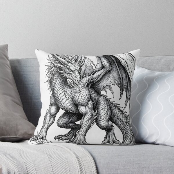 Artikelvorschau, Gehörnter antiker Drache – Detaillierte mittelalterliche Fantasy-Drachenillustration entworfen und verkauft von DragonSerpent Ink.