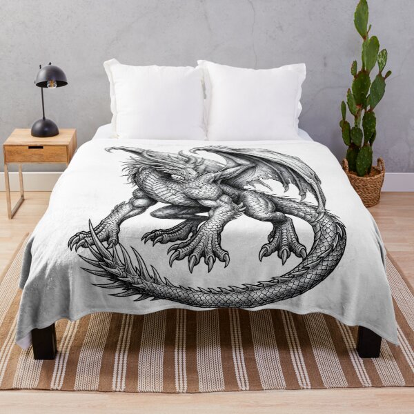 Item preview, Horned Ancient Dragon – Detailed Medieval Fantasy Dragon Illustration designed and sold by DragonSerpent Ink.