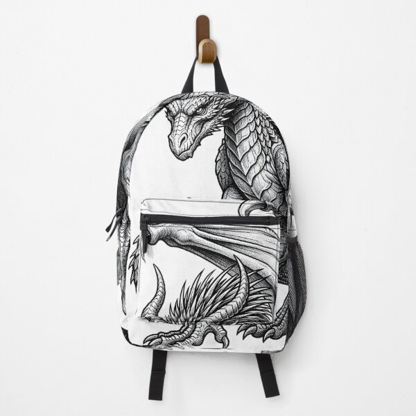 Item preview, Armored Horned Dragon – Medieval Blackwork Fantasy Dragon designed and sold by DragonSerpent Ink.