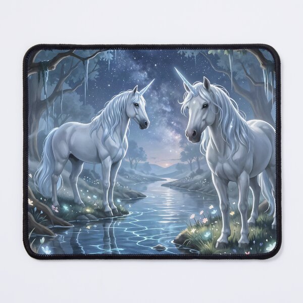 Item preview, A Pair of Unicorns Stopping to Drink at a Mystical Stream designed and sold by Fanta-sticky.
