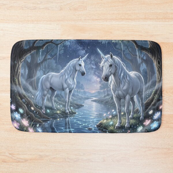 Item preview, A Pair of Unicorns Stopping to Drink at a Mystical Stream designed and sold by Fanta-sticky.