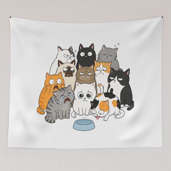Item preview, Funny Cats Fighting Over Empty Food Bowl designed and sold by MonkiFlipp.