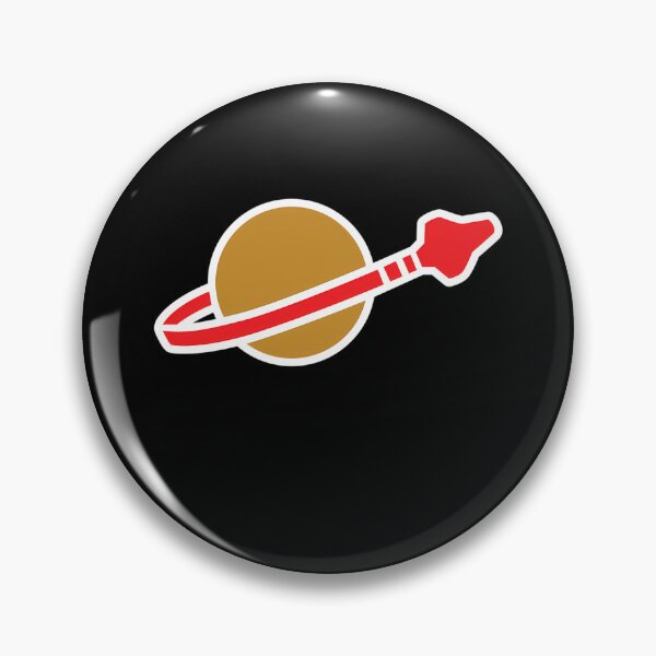 Item preview, Ringed Planet Red Spaceship Emblem designed and sold by theXdarkaXbyss.