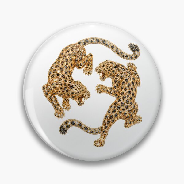 Item preview, Dual Leopards Whimsical Jeweled Crystal Panther Duo Luxury Gold and Black Diamond Big Cat Art designed and sold by Yellowriversss.