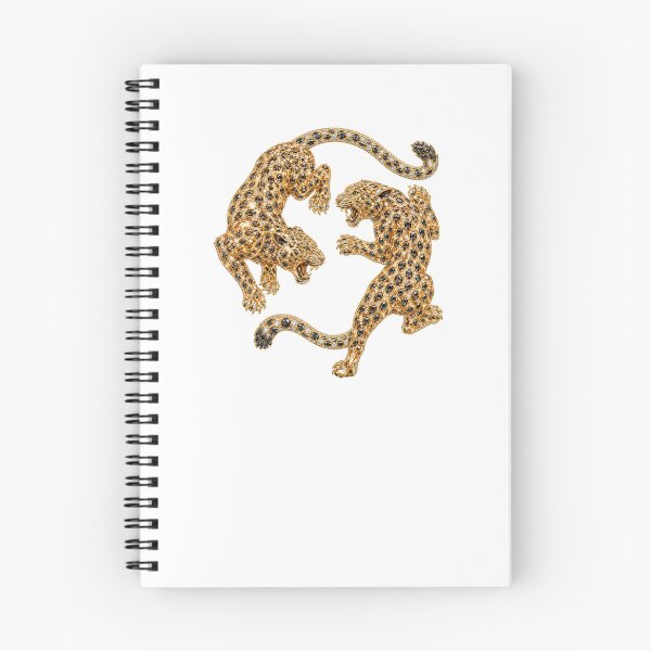Item preview, Dual Leopards Whimsical Jeweled Crystal Panther Duo Luxury Gold and Black Diamond Big Cat Art designed and sold by Yellowriversss.