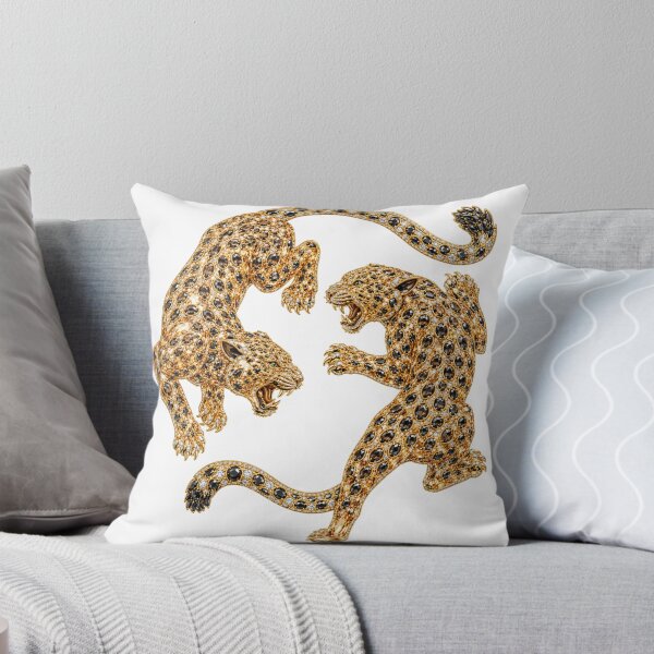 Item preview, Dual Leopards Whimsical Jeweled Crystal Panther Duo Luxury Gold and Black Diamond Big Cat Art designed and sold by Yellowriversss.