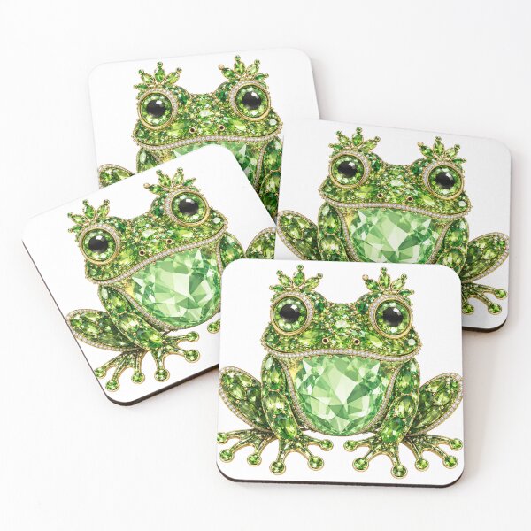 Item preview, Frog Prince Whimsical Jeweled Green Crystal Crown Frog Luxury Cottagecore Goblincore Art designed and sold by Yellowriversss.