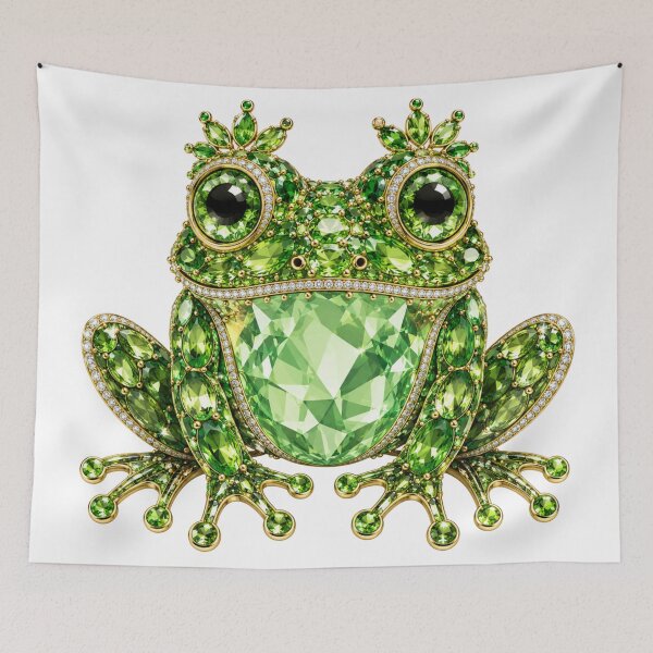 Item preview, Frog Prince Whimsical Jeweled Green Crystal Crown Frog Luxury Cottagecore Goblincore Art designed and sold by Yellowriversss.