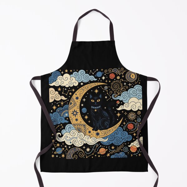 Aperçu de l'œuvre Mystical Black Cat on Celestial Crescent Moon créée et vendue par PutroGraph.