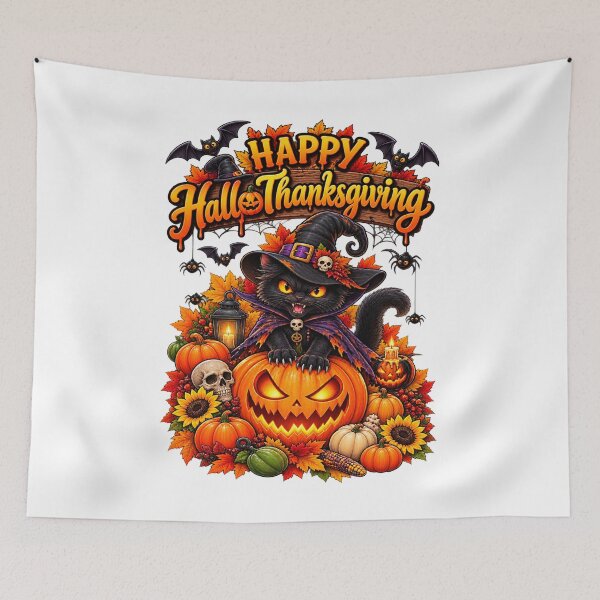 Item preview, Funny blackcat Thanksgiving Pumpkin Fall Leaves Spooky Season designed and sold by QuiteOrbit.