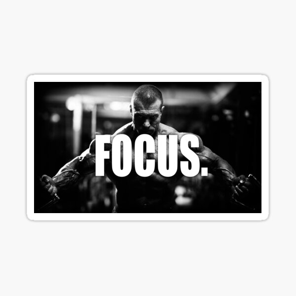 Vista previa del artículo con la obra «FOCUS - Cita de entrenamiento inspirador en culturismo», diseñado y vendido por superfitstuff.