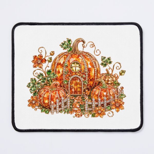 Item preview, Whimsical Jeweled Pumpkin Fairy House Crystal Pumpkin Cottage Enchanted Fairytale Fall Art designed and sold by Yellowriversss.