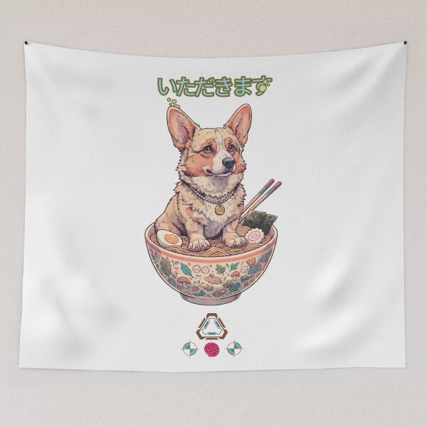 Item preview, Corgi in a Whimsical Ramen Bowl - Cute Japanese Food & Dog Art designed and sold by Whimsy Trail Co.