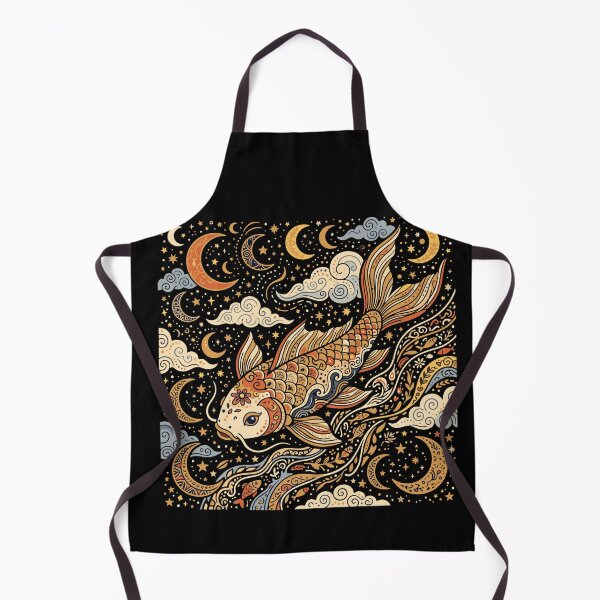 Aperçu de l'œuvre Celestial Koi Fish Folk Art créée et vendue par PutroGraph.