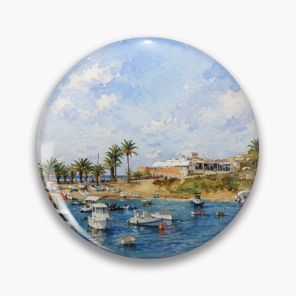 Item preview, Tabarca Island in Watercolor - Port and Mediterranean Sea designed and sold by Miradas del Mundo.