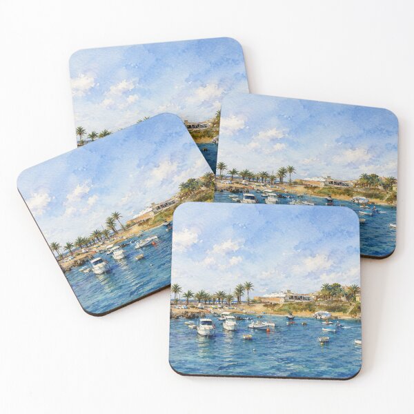 Item preview, Tabarca Island in Watercolor - Port and Mediterranean Sea designed and sold by Miradas del Mundo.