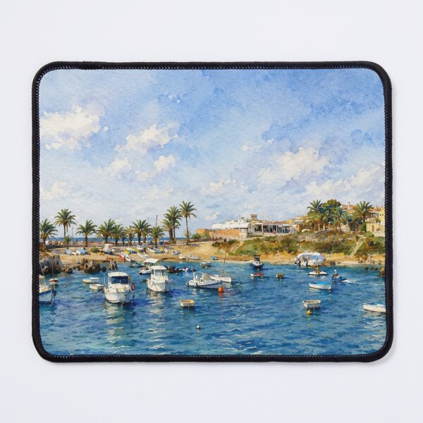 Item preview, Tabarca Island in Watercolor - Port and Mediterranean Sea designed and sold by Miradas del Mundo.